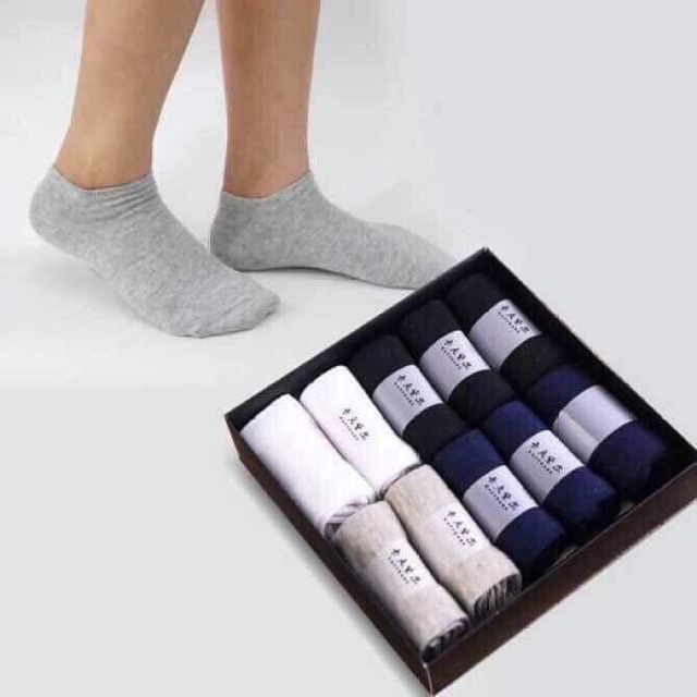 Hộp 10 đôi tất/vớ sợi tre công nghệ nano khử mùi, chống thối hiệu quả để dùng hoặc làm quà tặng