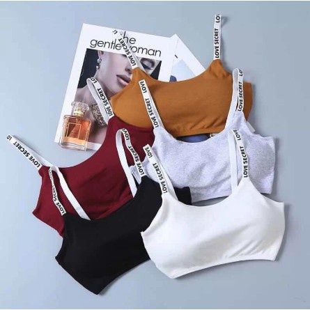 Áo Bra Thể Thao Có Đệm Cotton Co Giãn In Chữ Thời Trang 2019 Cho Nữ JP5