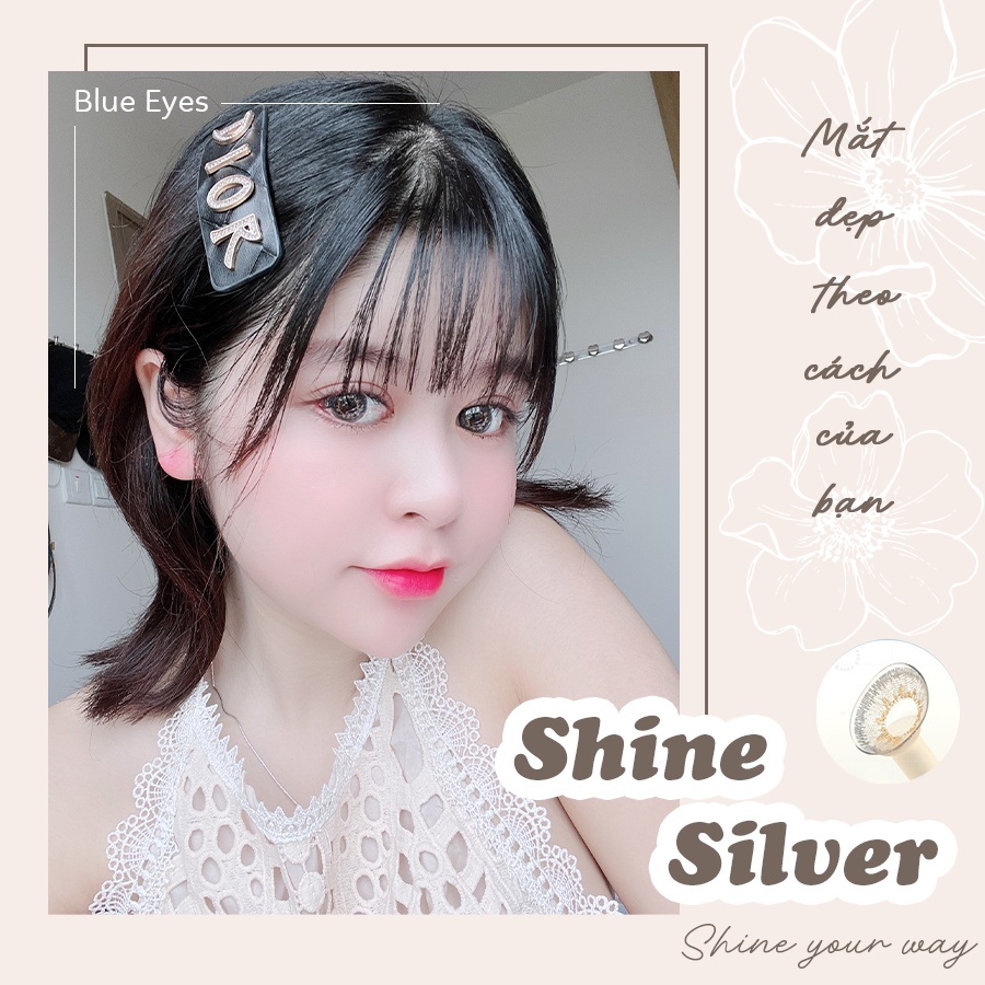 Kính áp tròng SHINE SILVER , lens  màu xám tây vân lòng vàng, lens áp tròng giãn nhẹ DIA 14.0,  lens sử dụng 3 ~6 tháng.