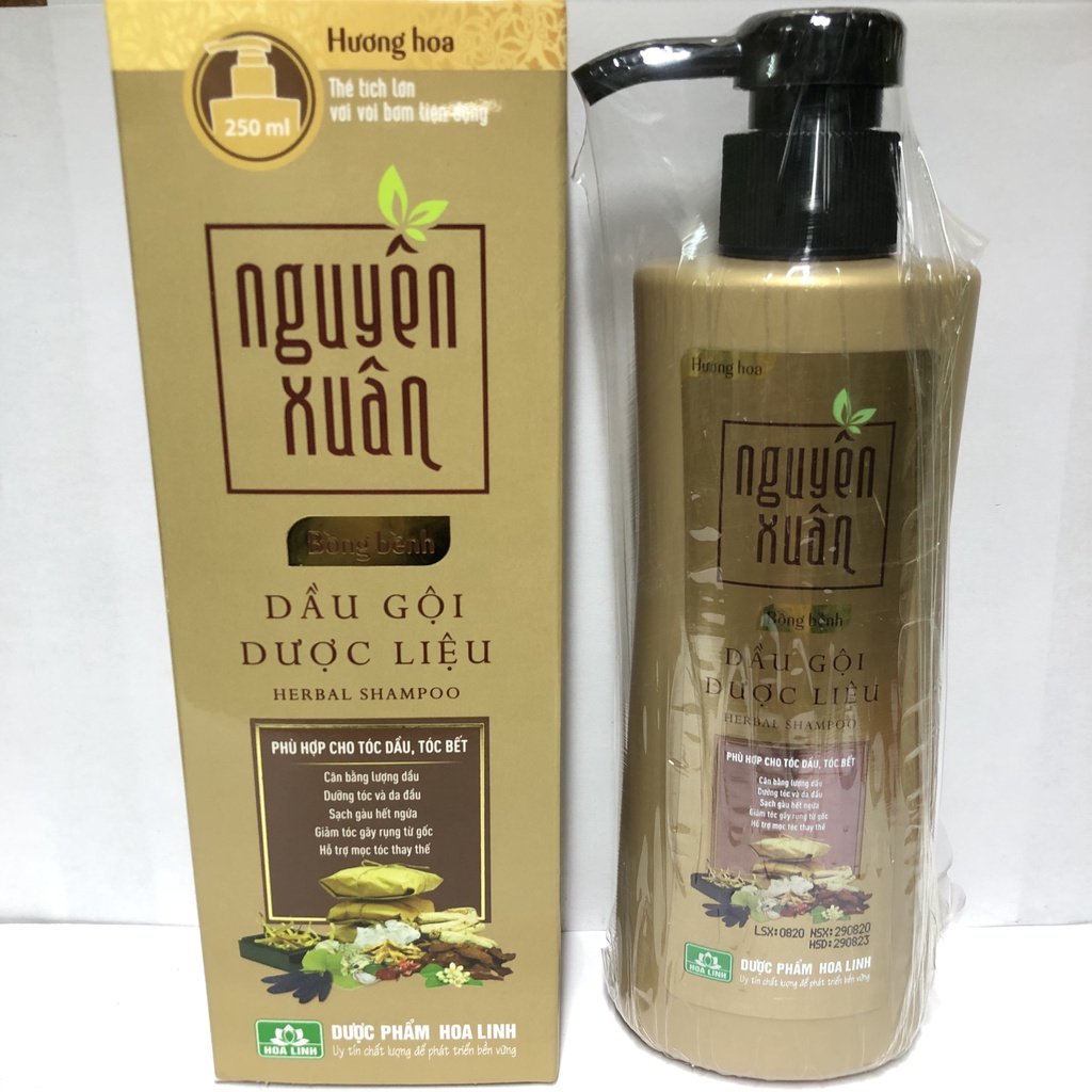 Nguyên Xuân Bồng bềnh - Dầu gội dược liệu (Vàng) - Dành cho tóc dầu, tóc bết 350ml tặng thêm 35ml giá không đổi