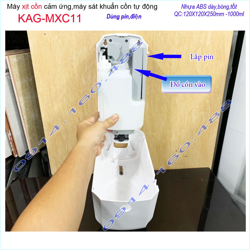 Máy xịt cồn cảm ứng Xinda KAG-MXC11, Máy phun cồn tự động 1 lít dùng pin-điện