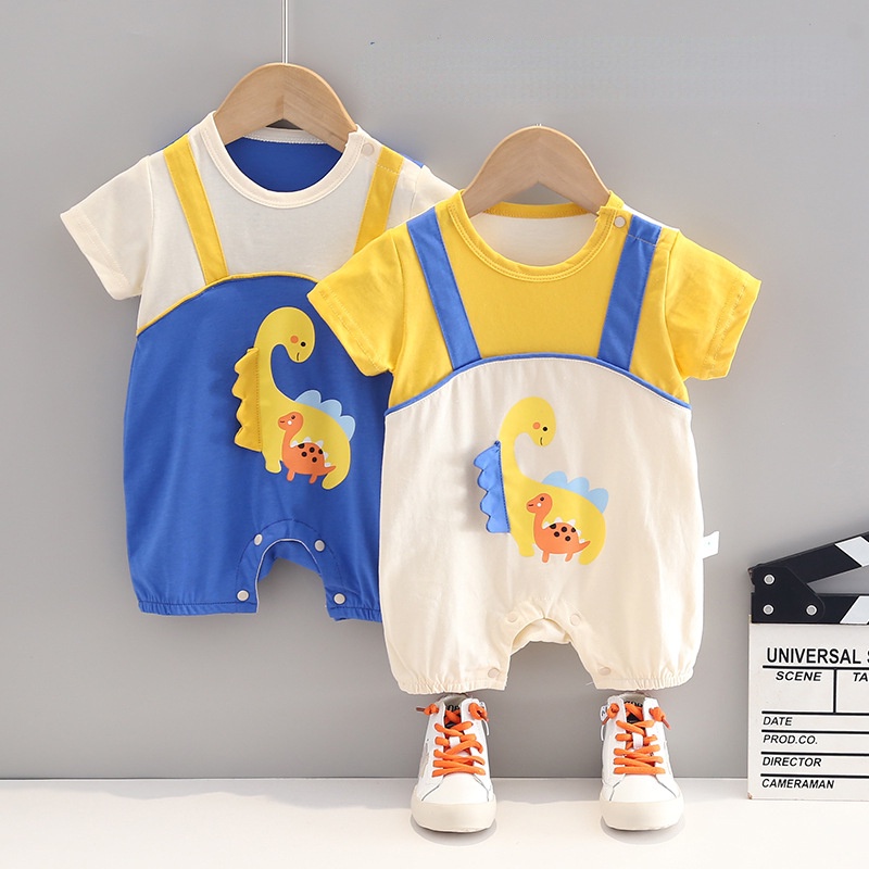 Áo Liền Quần Tay Ngắn Bằng Cotton Dành Cho Bé Trai Gái