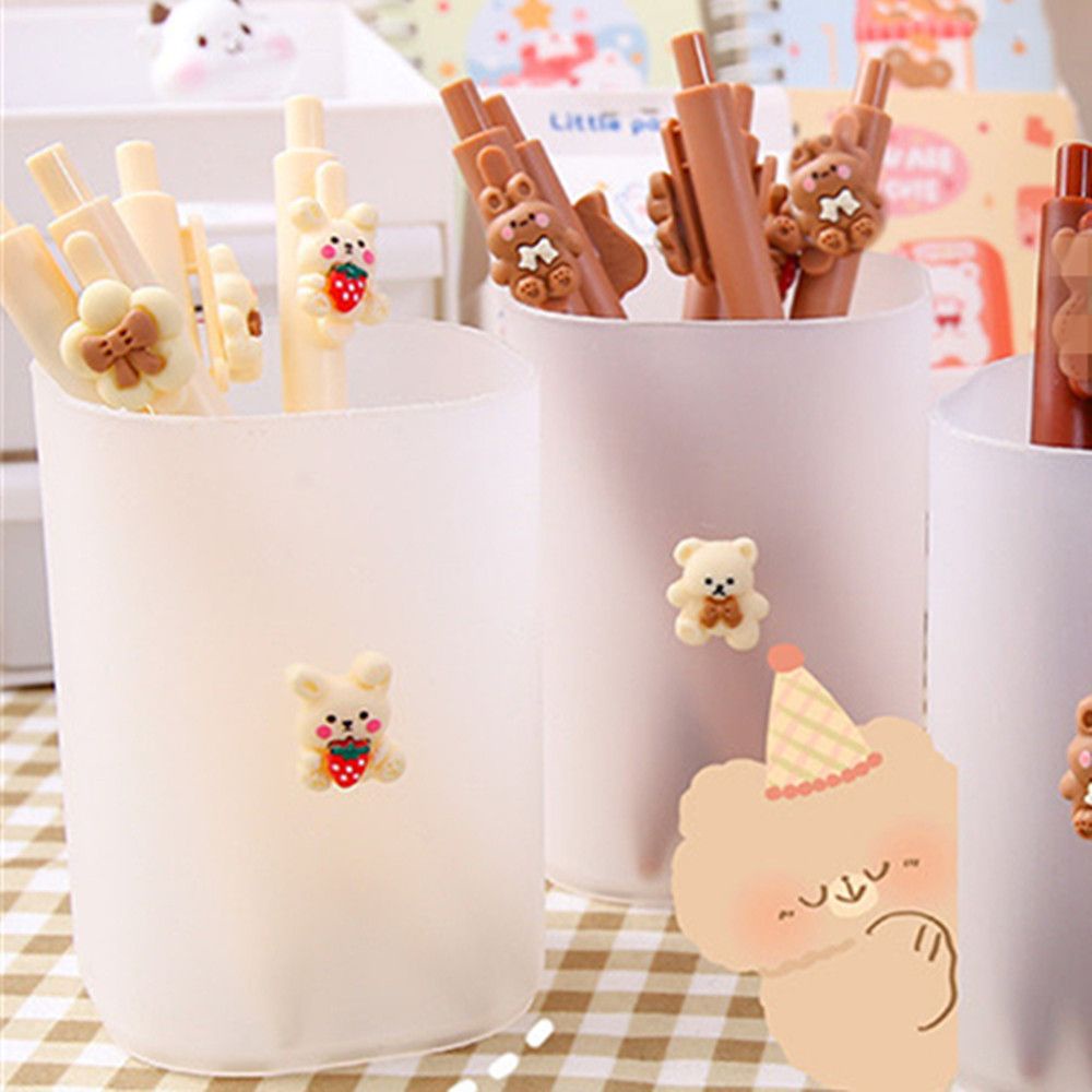 Hộp đựng bút/ cọ trang điểm để bàn đa năng in họa tiết hoạt hình dễ thương tiện dụng cho văn phòng/ trường học