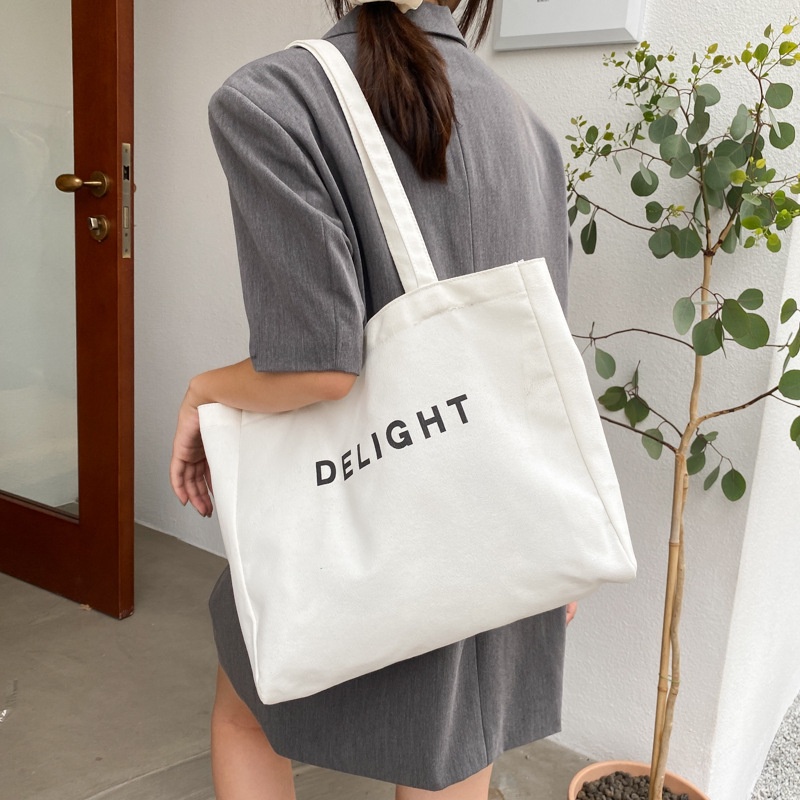 Túi Vải Canvas Đeo Vai In Chữ Thời Trang Dành Cho Nữ