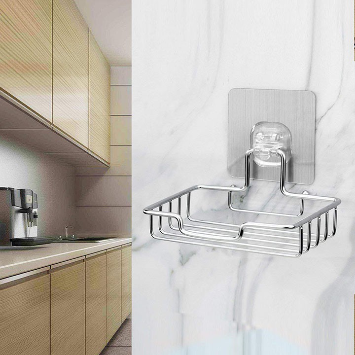 Khay Kệ Inox dán tường để xà bông phòng tắm siêu dính