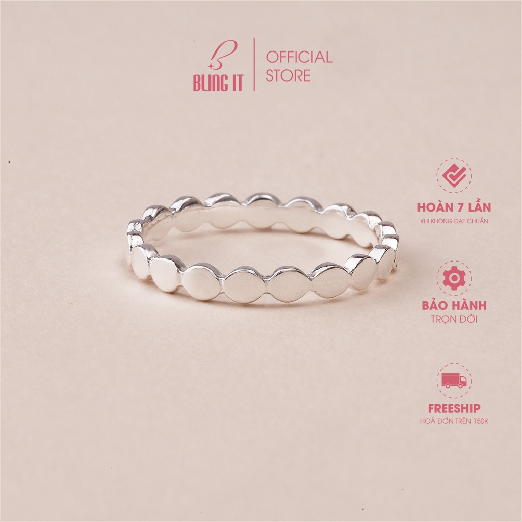 Nhẫn bạc 925 Bling It phong cách đơn giản unisex BIN387