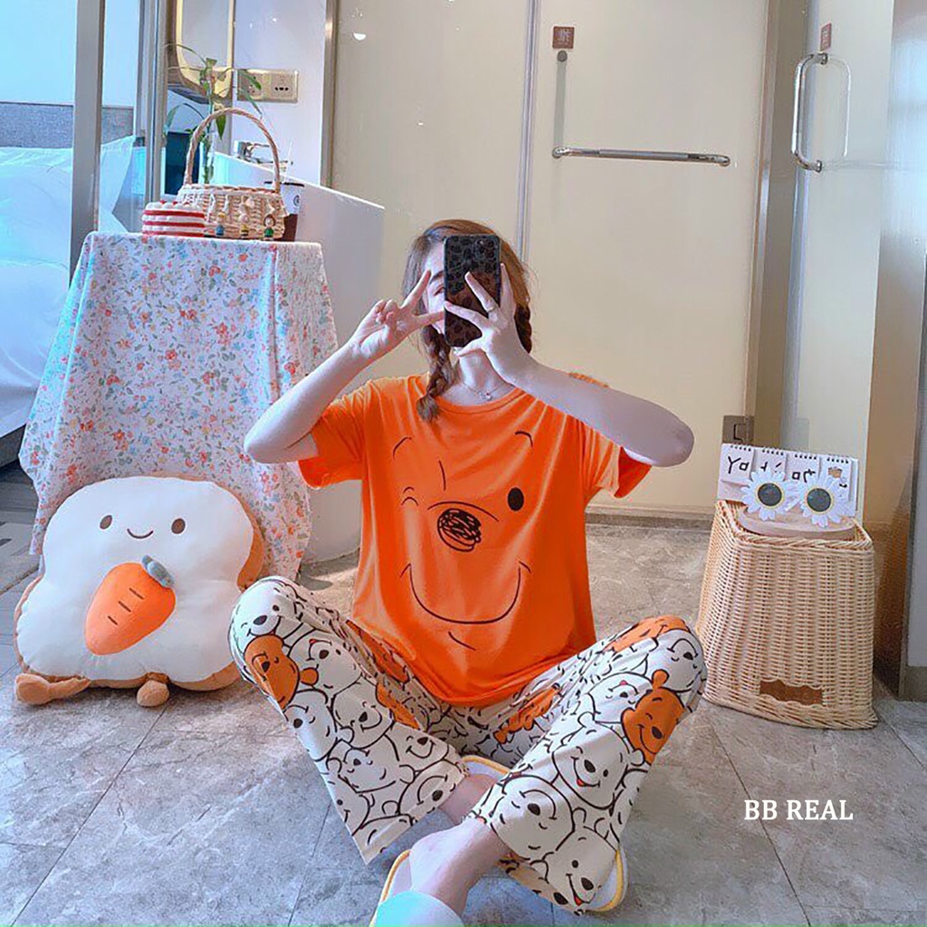Đồ Bộ Nữ Mặc ở Nhà Bộ Đồ Ngủ Quần Dài Pijama Thun Lạnh Đẹp [CODE 41-44] Freesize Từ 45-55Kg - BB REAL | BigBuy360 - bigbuy360.vn
