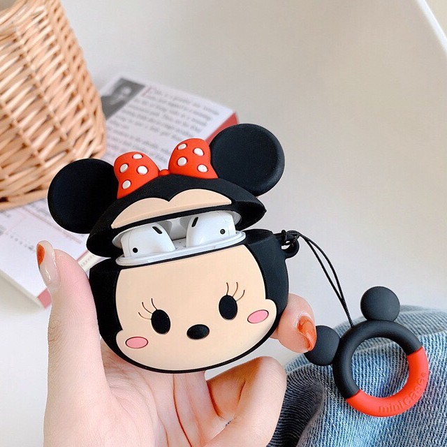 Tặng kèm móc tay Case bao vỏ airpod silicon 1 2 Pro 3 MICKEY MOUSE Vỏ bọc đựng tai nghe không dây i12