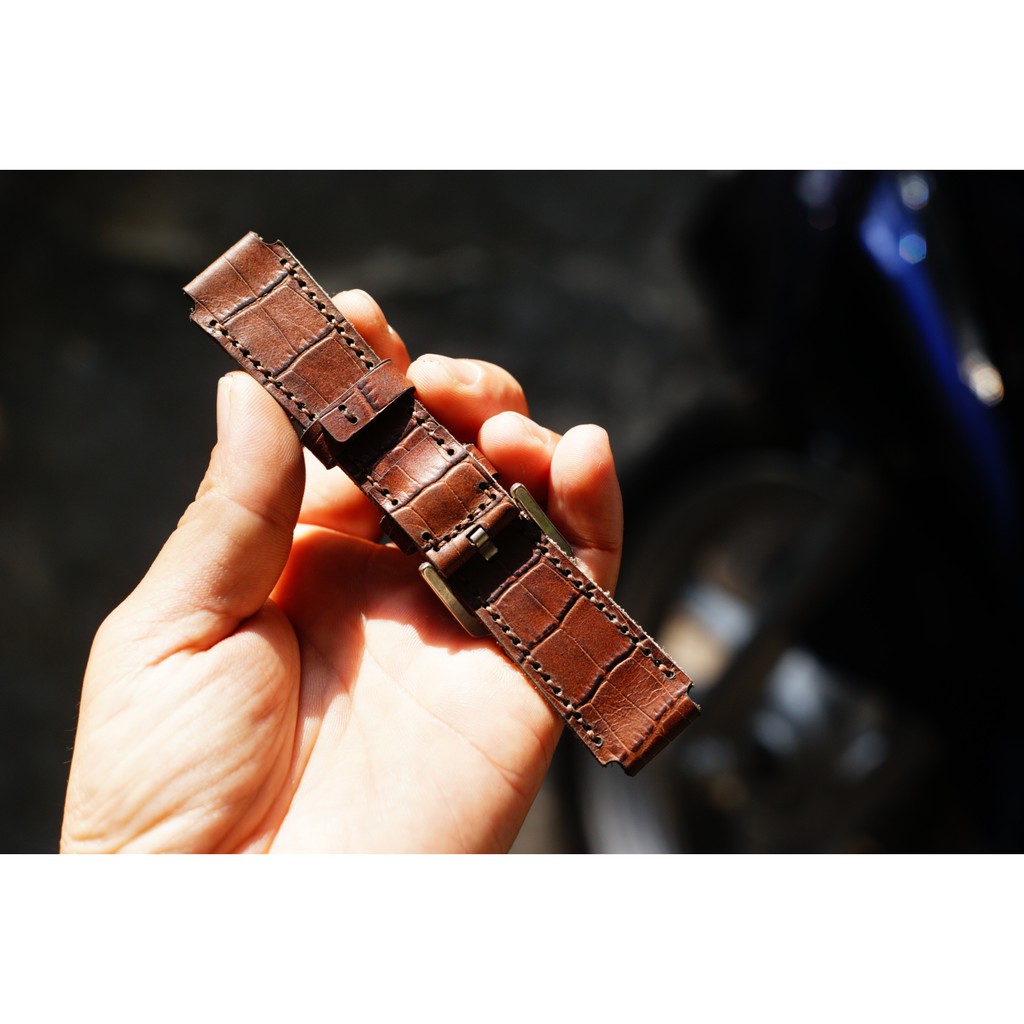 Dây Casio AE 1200 da bò vân cá sấu RAM Leather 1928 - tặng khóa chốt và cây thay dây