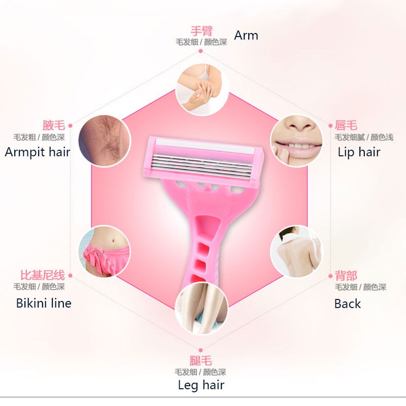 Bộ 8 dao cạo lông mặt / vùng da dưới cánh tay / vùng bikini / da tay / da chân tiện lợi cho phụ nữ