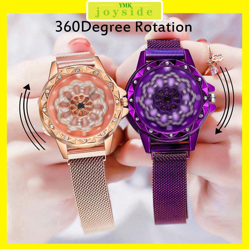 Đồng Hồ Nữ Dây Lưới Xoay 360 Độ Sang Trọng