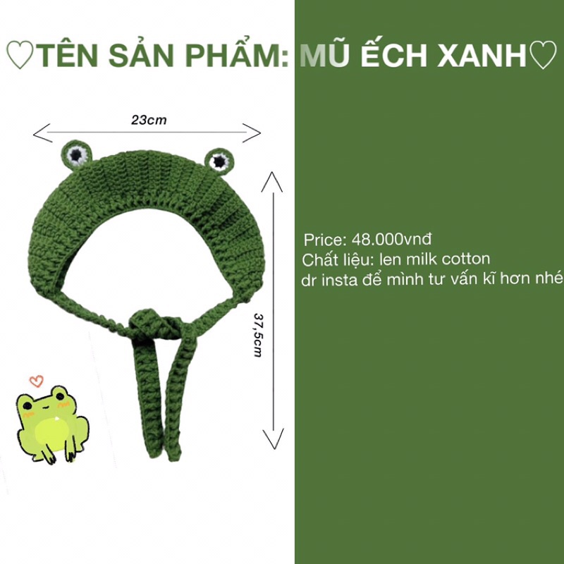 Mũ len hình ếch dễ thương phù hợp để chụp ảnh