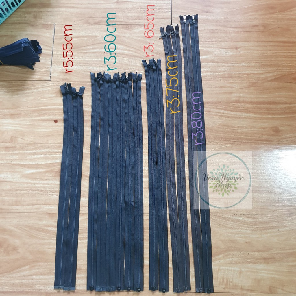 Đồng giá Dây khóa nhựa răng 3 kích thước từ 60cm đến 80cm