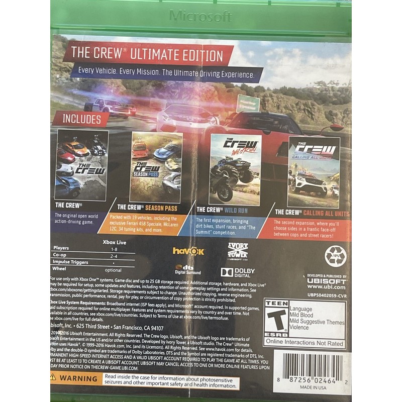 Đĩa Xbox One THE CREW ULTIMATE EDITION