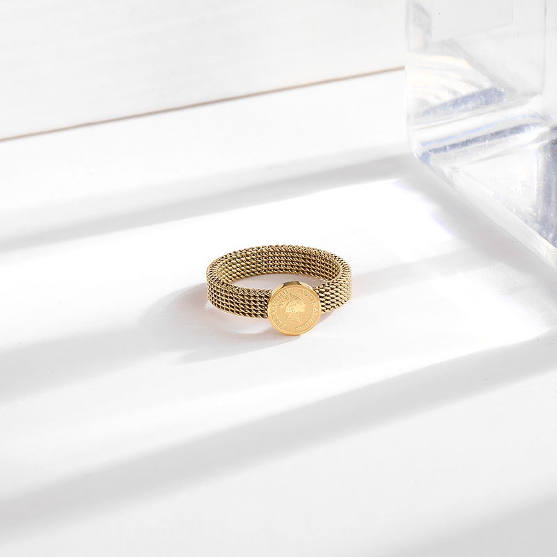 Nhẫn Thép Titan Mạ Vàng 18k Thời Trang Âu Mỹ Cho Nữ
