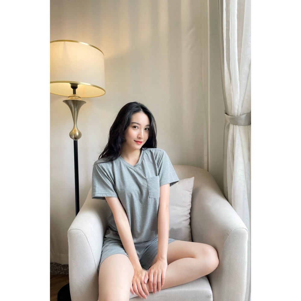 Set Đồ Ngủ Cổ Tim DAYLILY Mặc tận nơi Cotton Sợi Tơ đa màu Tùy Chọn