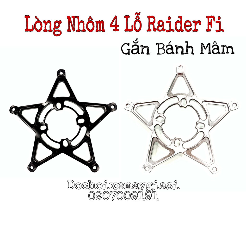 LÒNG NHÔM CNC 4 LỖ GẮN ĐĨA ZIN RAIDER/SATRIA/FI- BÁNH MÂM