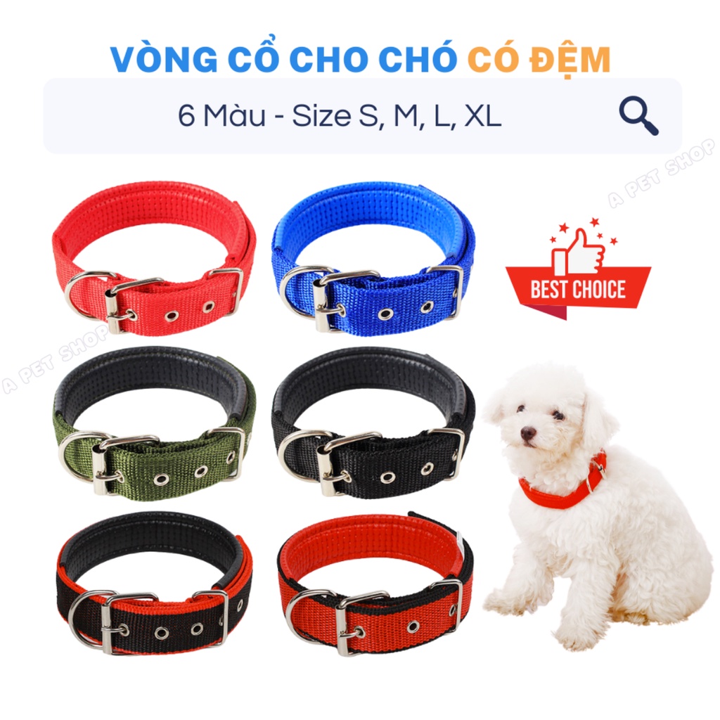 Vòng cổ đệm da cho chó dày dặn chắc chăn - 4 Size 5kg-50kg