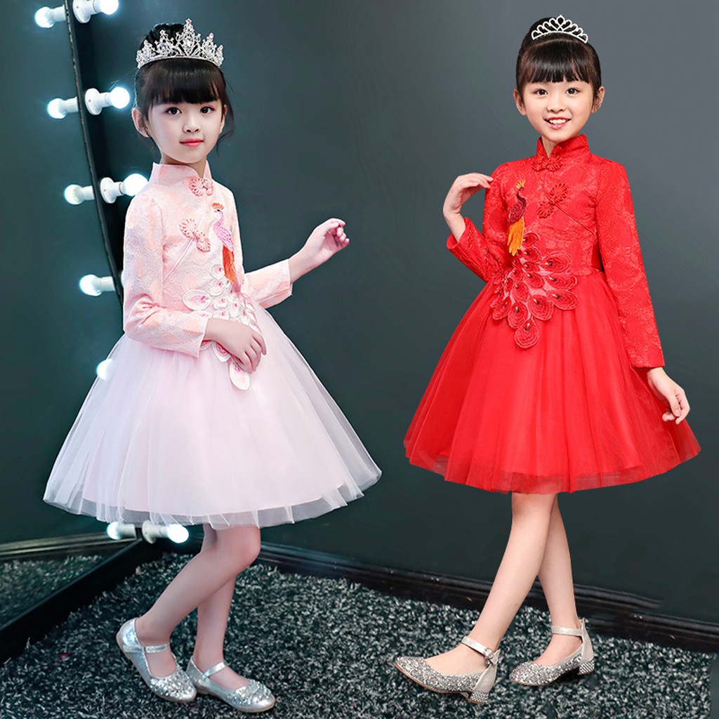 Váy công chúa cho bé gái BEESHOP thiết kế họa tiết con công xinh xắn VCC010