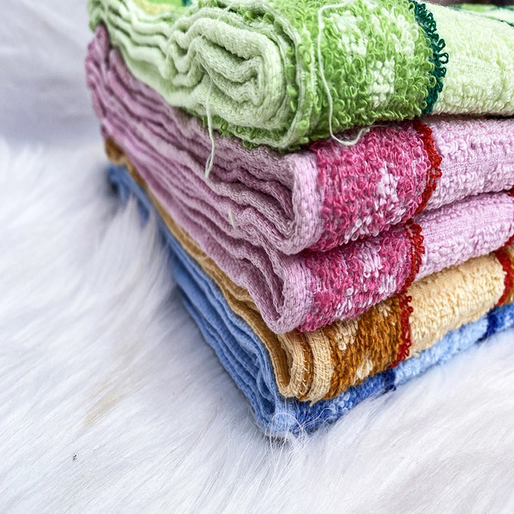 Khăn mặt khăn đa năng cotton 3 sọc lớn sợi vải dày mềm mịn lau sạch thấm hút cực tốt an toàn cho da (25x50cm)