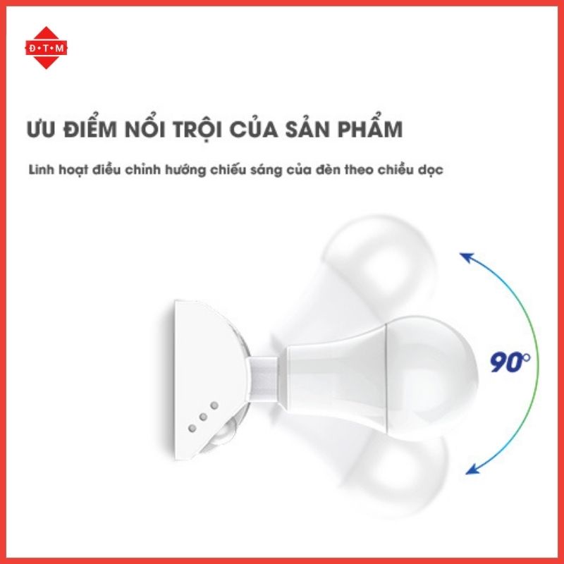Đui Đèn Cảm Biến Chuyển Động Rạng Đông - Đui Đèn E27 Cảm Ứng Tự Động Bật Tắt - Model DCB01.PIR / 300W - Bảo Hành 1 Năm