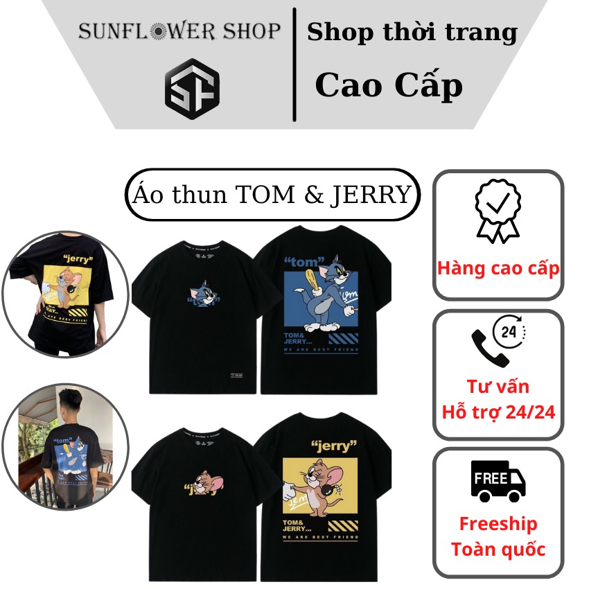 Áo thun Unisex 💥 SIÊU ĐẸP 💥 áo thun tay lỡ Tom vs Jery phong cách cá tính cute