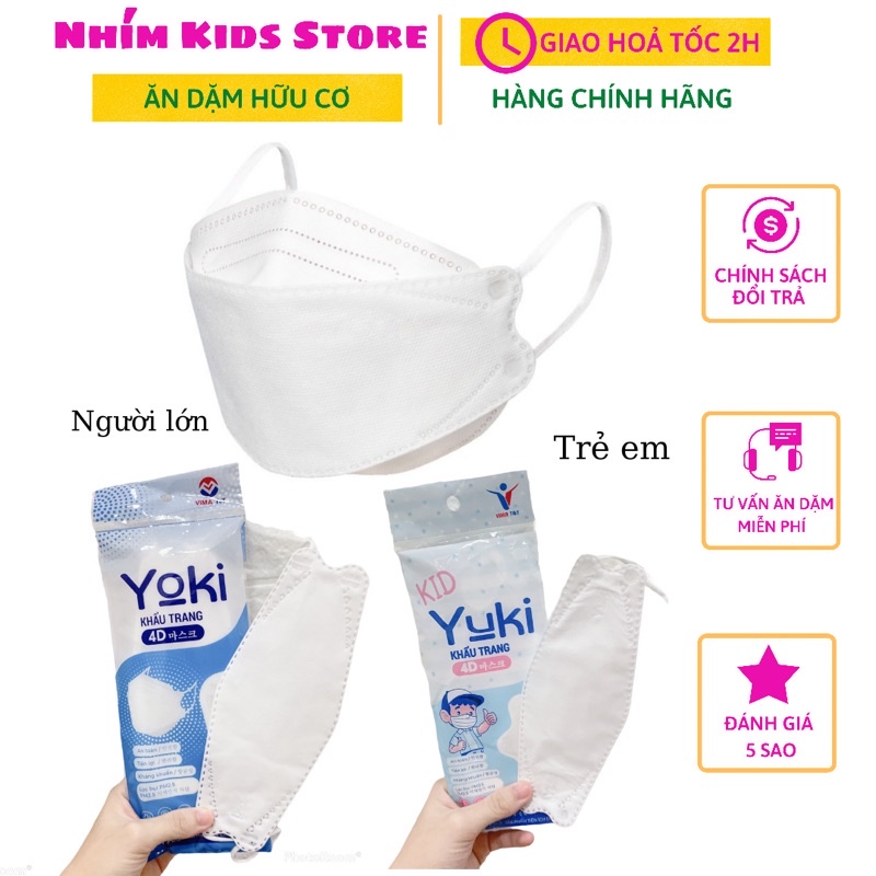 Set 6 khẩu trang 4D YoKi kháng khuẩn Kf94 cho người lớn và trẻ em