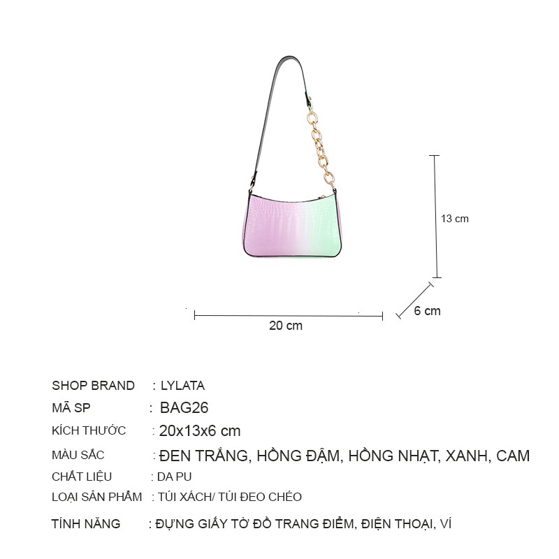 Túi Xách Nữ, Túi Kẹp Nách Phối Màu Cá Tính, Hiện Đại Cao Cấp - BAG26