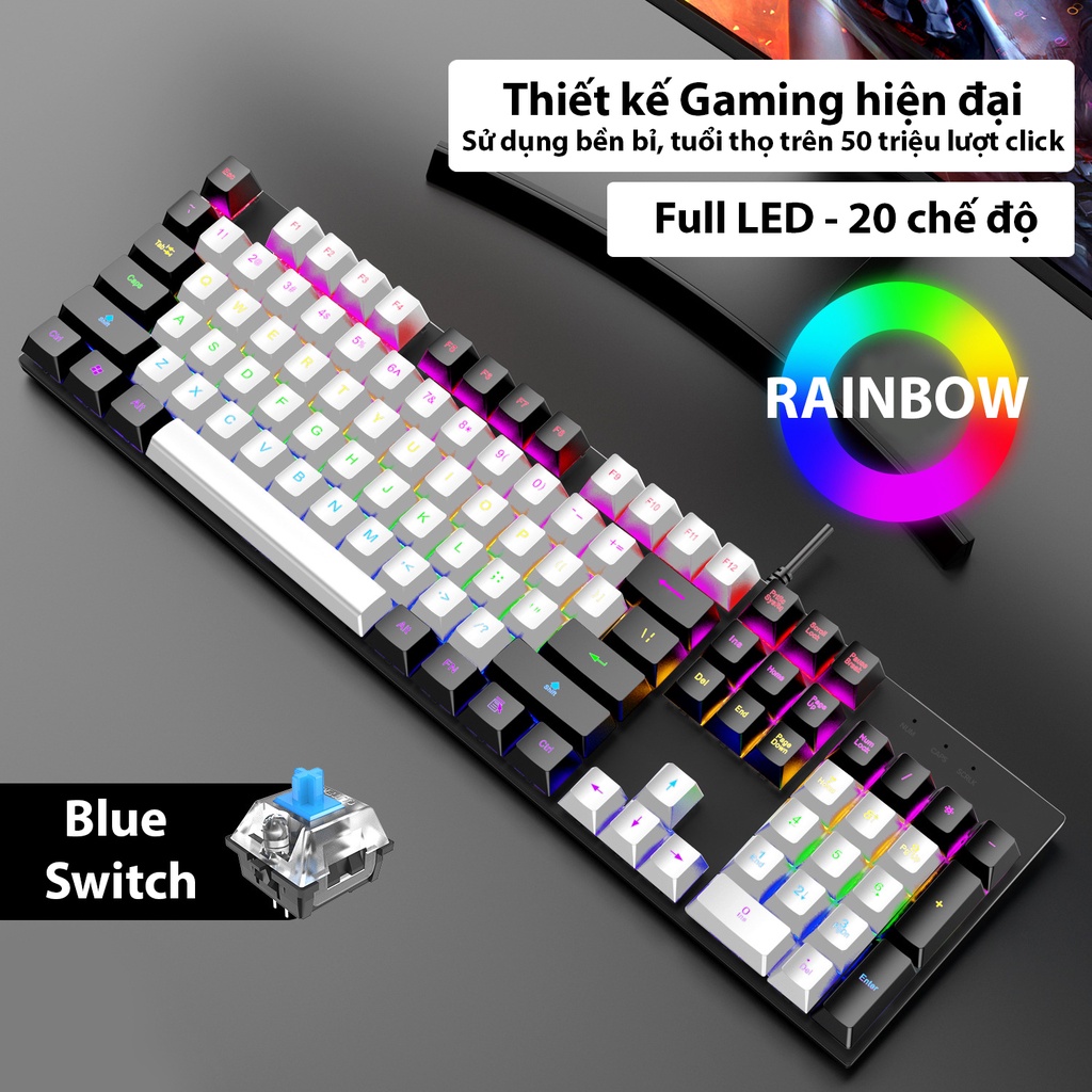 Bàn phím cơ Coputa bàn phím máy tính laptop Gaming có dây Full LED K1