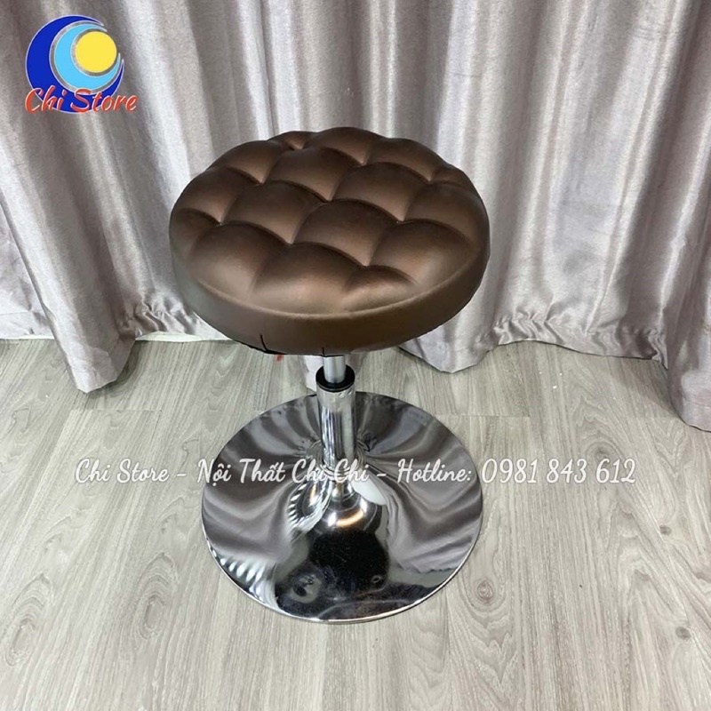 Ghế Xoay Trang Điểm, Spa, Làm Tóc Cho Khách, Ghế Xoay Không Tựa Mặt Da Tuỳ Chỉnh Độ Cao 30-50cm Và Xoay 360 Độ
