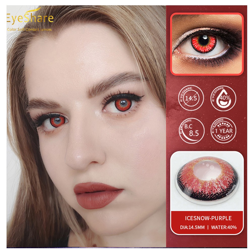EYESHARE [Hàng mới về] Cặp kính áp tròng hóa trang Icesnow độc đáo