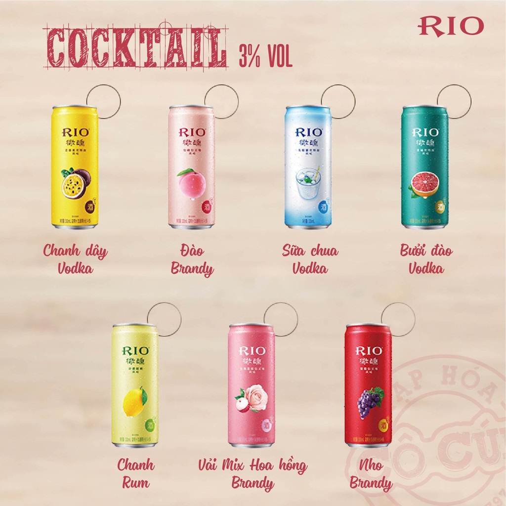 Nước uống trái cây lên men cao cấp Rio light lon 330ml