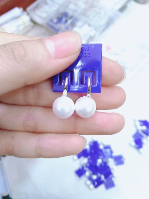 Bông tai ngọc nhân tạo chốt bạc ta(nhiều size)_Van jw