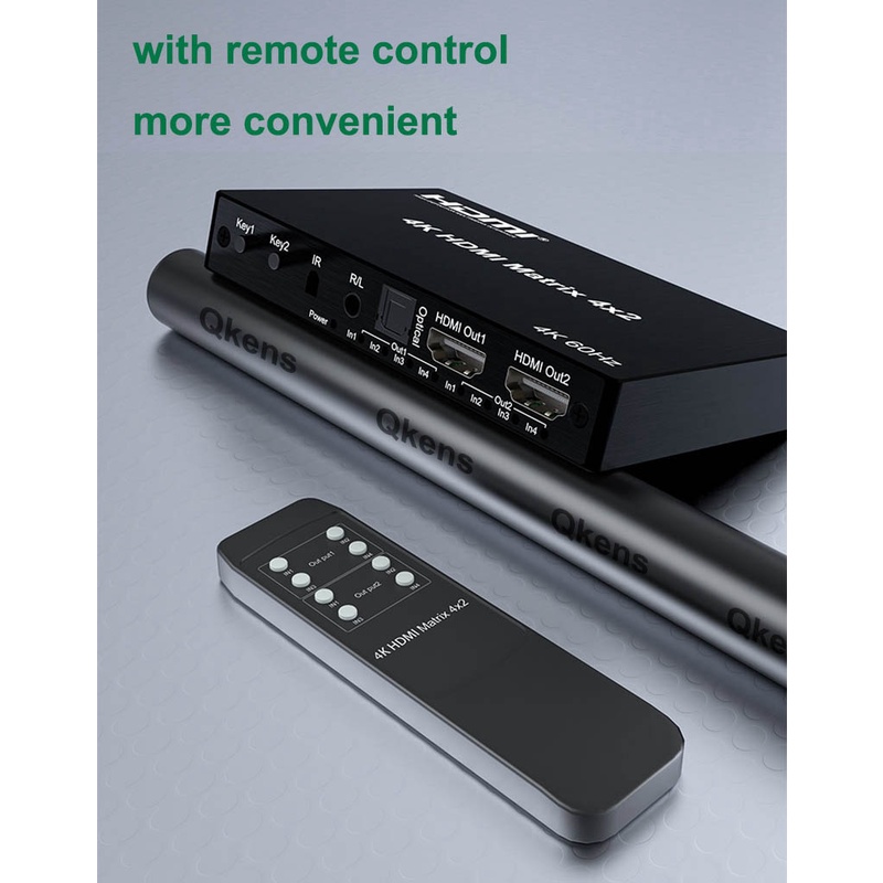 Thiết Bị Chuyển Đổi HDMI 4x2 HDMI 2.0 Matrix 4 Trong 2 Ra 4K60hz 4K HDMI Matrix Với Màn Hình Hiển Thị EDID IR 3D Cho PS4 DVD PC Sang TV Máy Chiếu