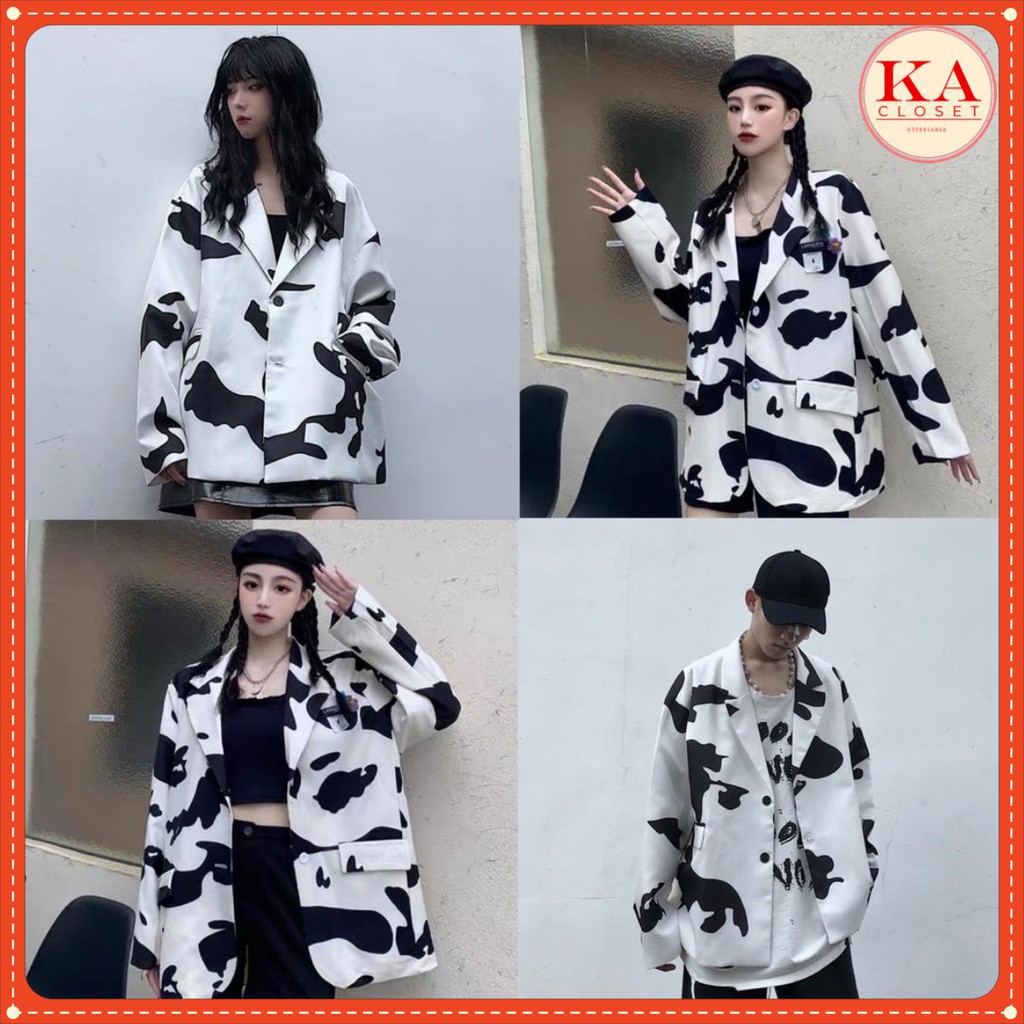 Áo khoác vest blazer bò sữa KA Closet from chuẩn rộng unisex nam nữ mặc được, vải 5d ko nhòe