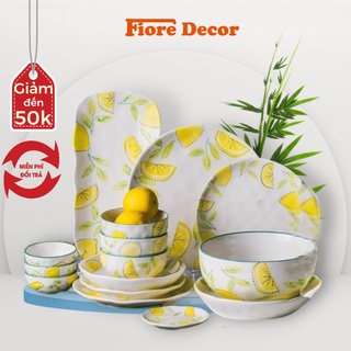 Bát đĩa sứ chanh vàng decor trang trí Fiore