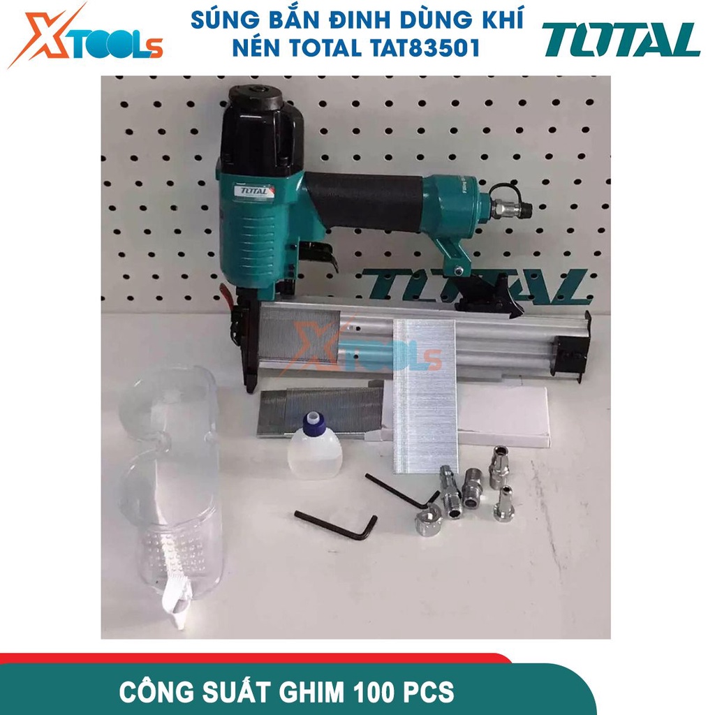 Máy bắn đinh khí nén TOTAL TAT83501, Súng bắn đinh Áp lực vận hành 0.4-7MPa, Kích thước đinh 15-50mm[CHÍNH HÃNG][XTOOLS]