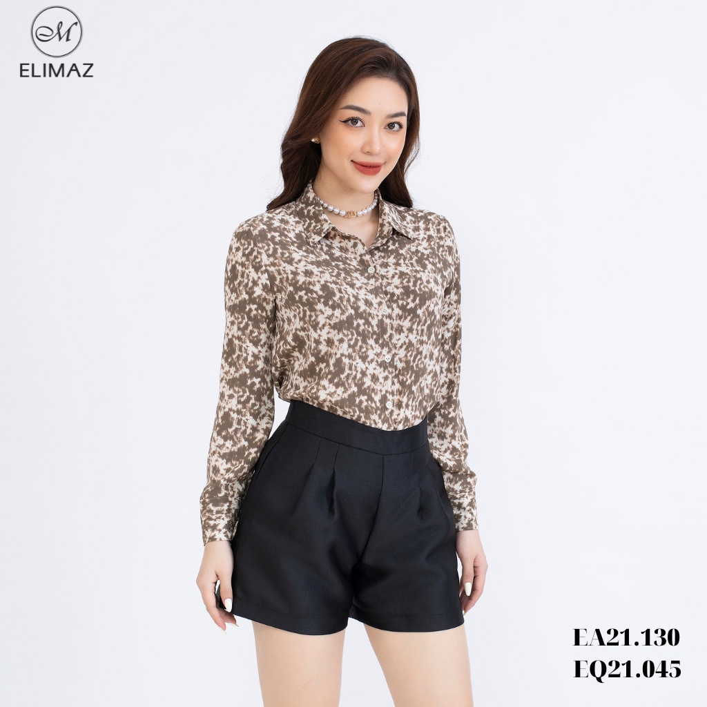 Quần sooc nữ Elima bóng xếp ly eo EQ21.045