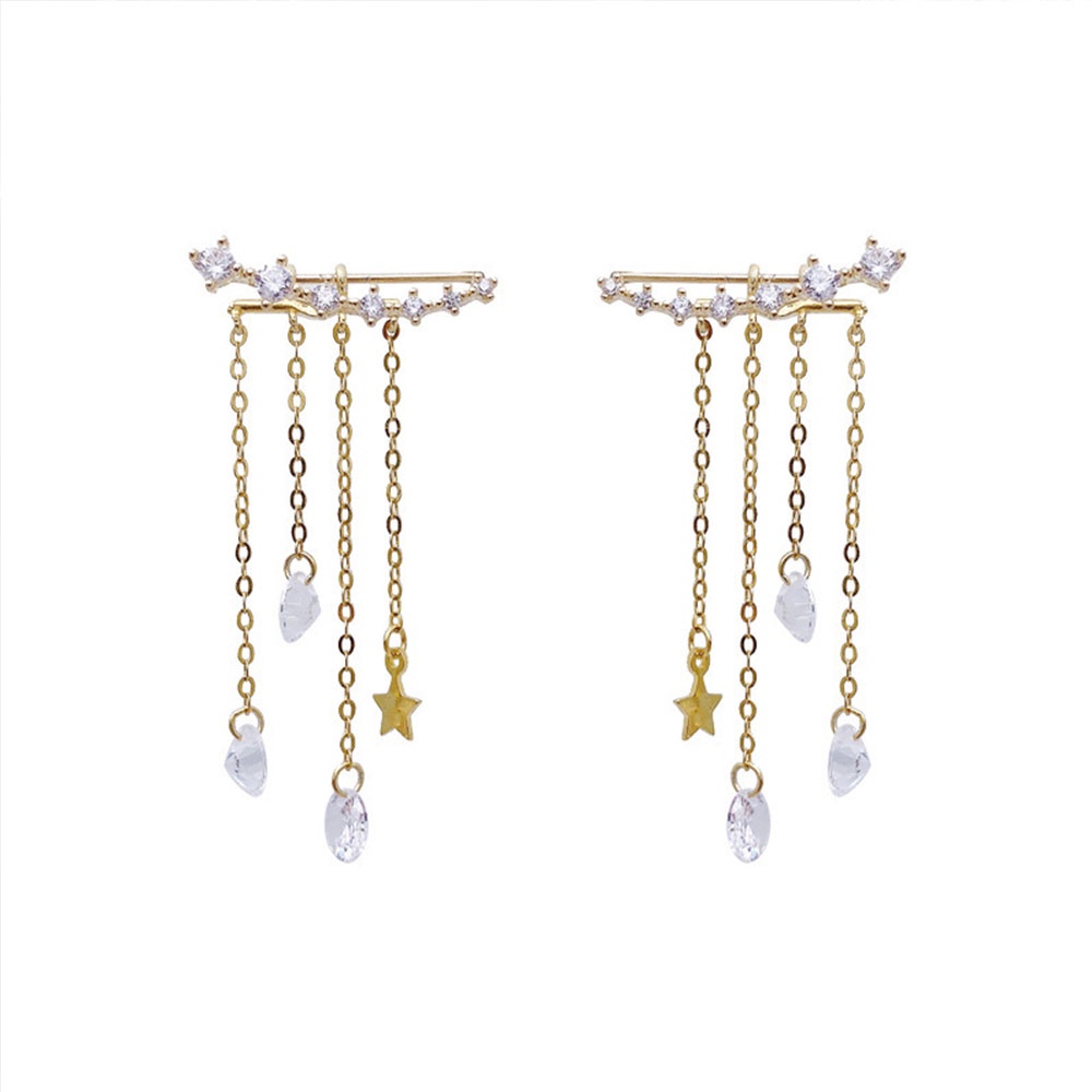Đôi Khuyên Tai Dài Hình Ngôi Sao Đính Đá Xinh Xắn Cho Nữ