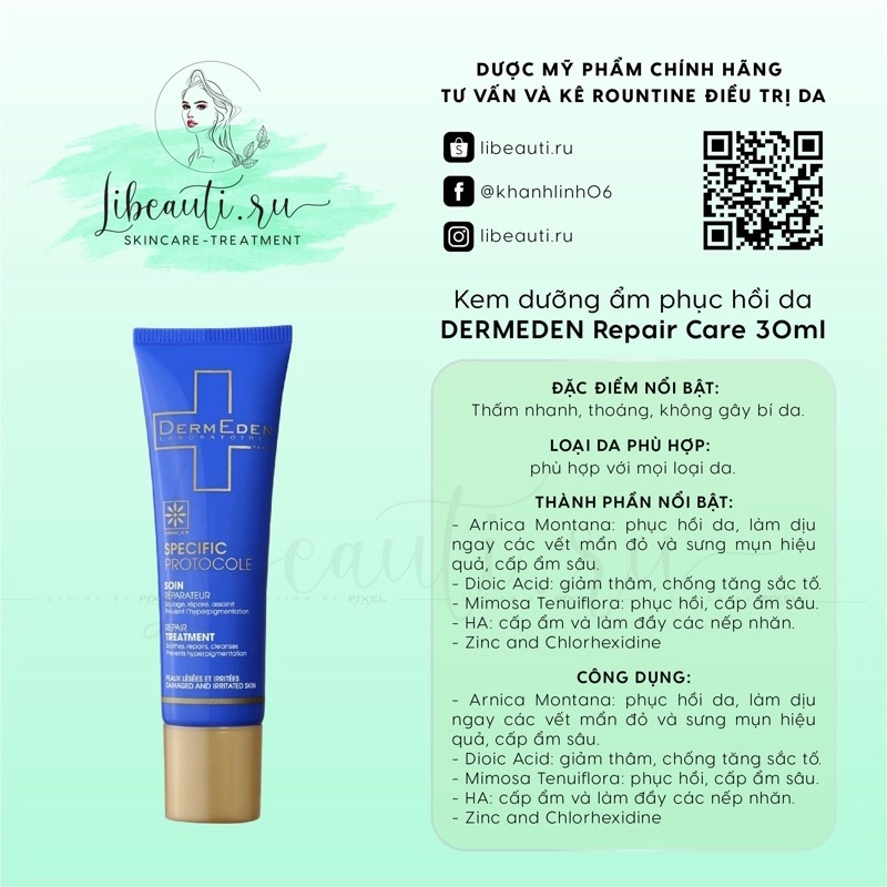 Kem dưỡng ẩm phục hồi da DERMEDEN Repair Care 30ml