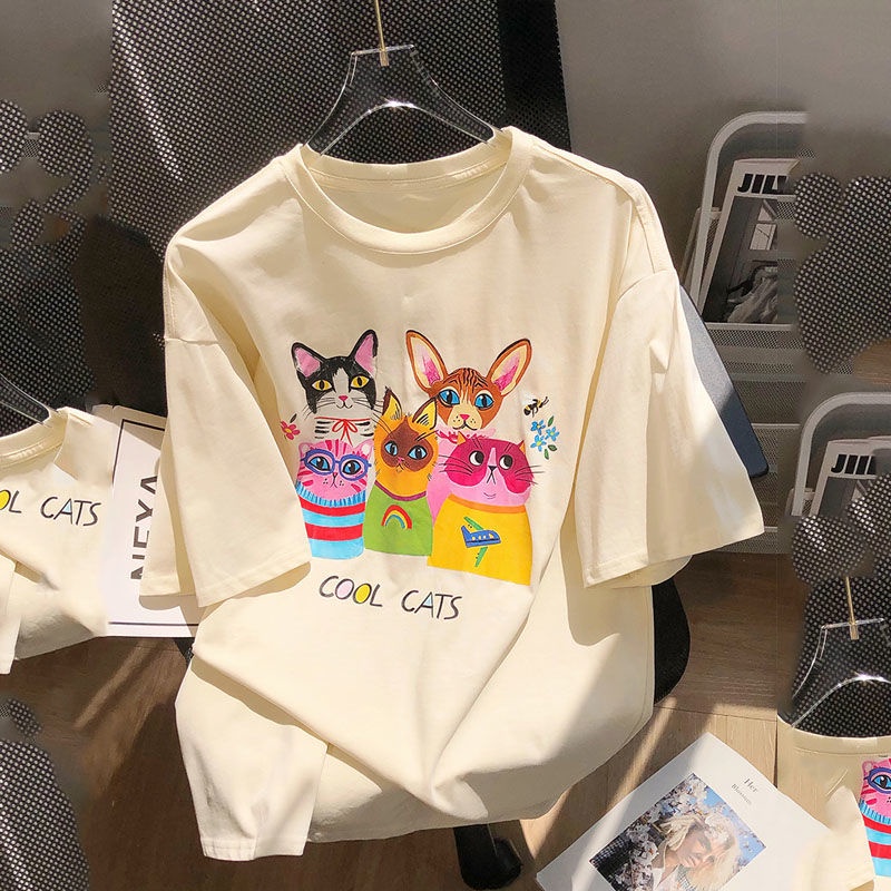 Áo Thun 100% Cotton Tay Ngắn Cổ Tròn In Chữ Thoải Mái Dễ Phối Đồ Cho Bé Gái