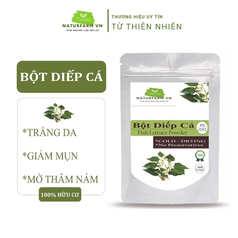 100gr bột diếp cá sấy lạnh ogranic, Mặt nạ diếp cá hữu cơ giảm mụn, trắng da....