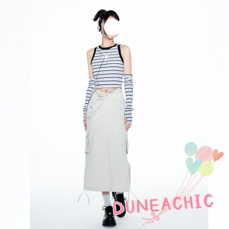 DUNEA Chân Váy Dài Trung Bình Ống Đứng Phong Cách Retro Công Sở Cho Nữ