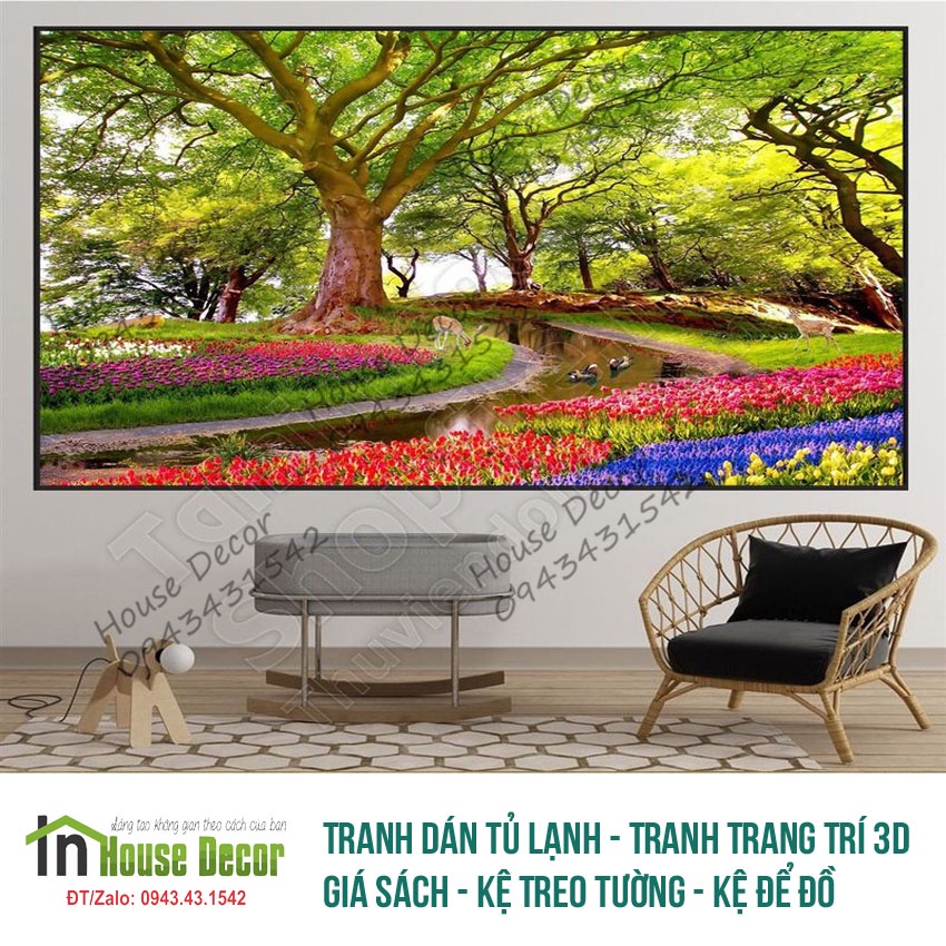 TRANH DÁN TƯỜNG 3D SƠN THUỶ HỮU TÌNH THÁC NƯỚC ĐẸP NHIỀU MẪU - TRANH NON NƯỚC HỮU TÌNH - 2746