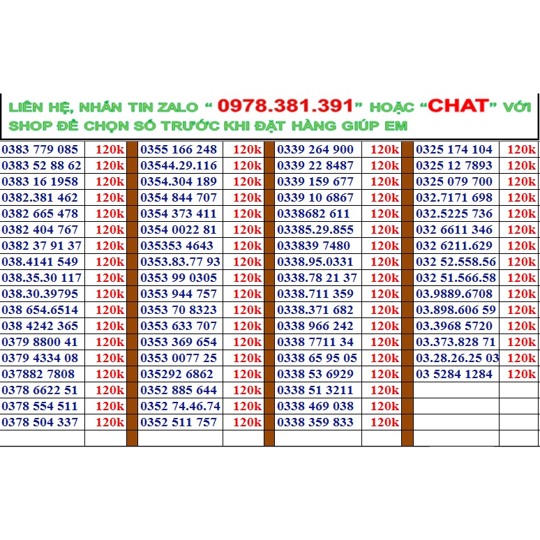 Sim số đẹp viettel giá rẻ đồng giá 100k - 120k