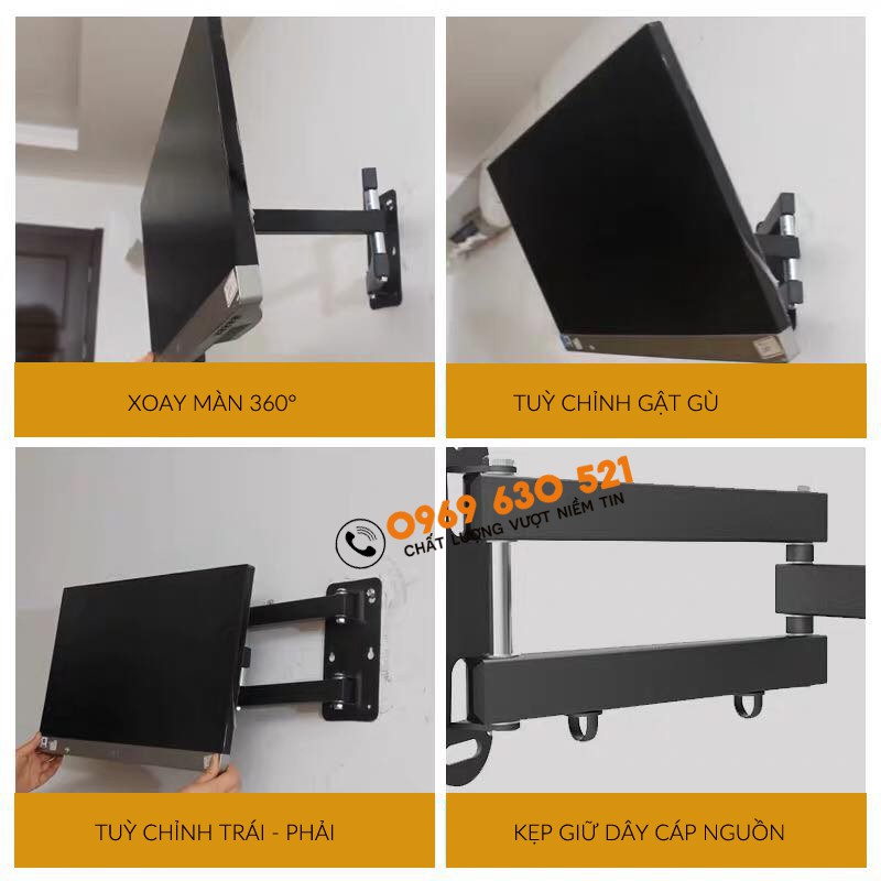 [Mã ELFLASH5 giảm 20K đơn 50K] Giá Treo Màn Hình Máy Tính 17 - 32 Inch Xoay 360 Độ ( treo tường ) Model S-100