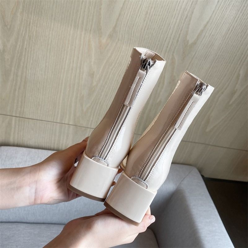Jiashucheng Giày Bốt Martin Mũi Vuông Gót Dày Vừa Thiết Kế Mới Thoáng Khí Thời Trang Xuân Thu Cho Nữ