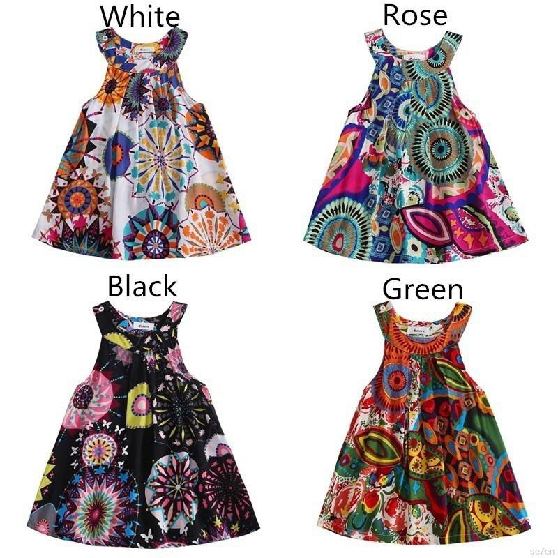 Đầm Công Chúa Không Tay In Hoa Thời Trang Mùa Hè Cho Bé Gái Se7en