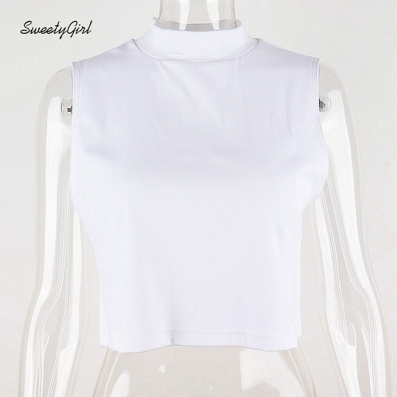 Áo Croptop Sát Nách Cổ Tròn Màu Trơn Ngọt Ngào Cho Nữ