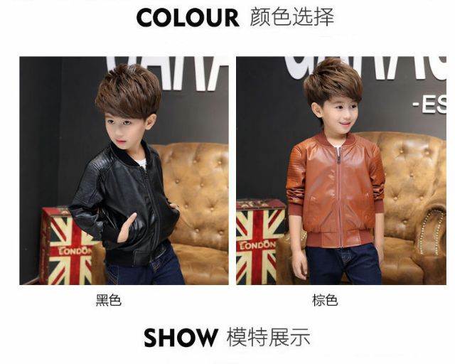 Áo da bomber siêu ngầu  cho bé trai